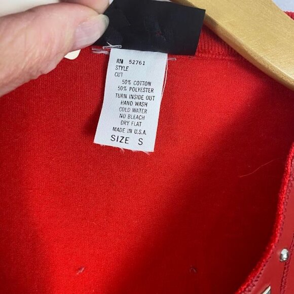 Rare Xperiance Red Faux Leather Studded Fringe Top NWT Women's Small. - Picture 14 of 15